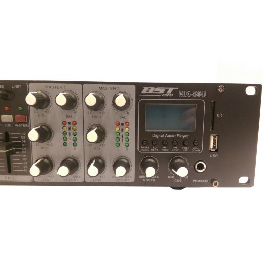 BST PRO MX56U - Mengpaneel met 2 zone met USB MP3 Speler | DJ-Verkoop | 5420047125040