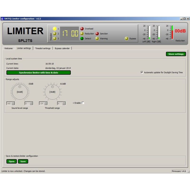 Dateq SPL-2 TS MK2 - Pro Limiter met klok | DJ-Verkoop | 7101127640377