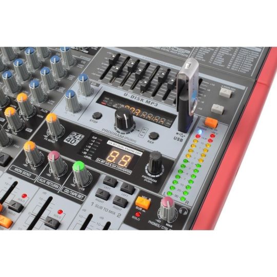 Power Dynamics PDM-S1203 - 12-Kanaals Stage Mixer met USB MP3 en PC