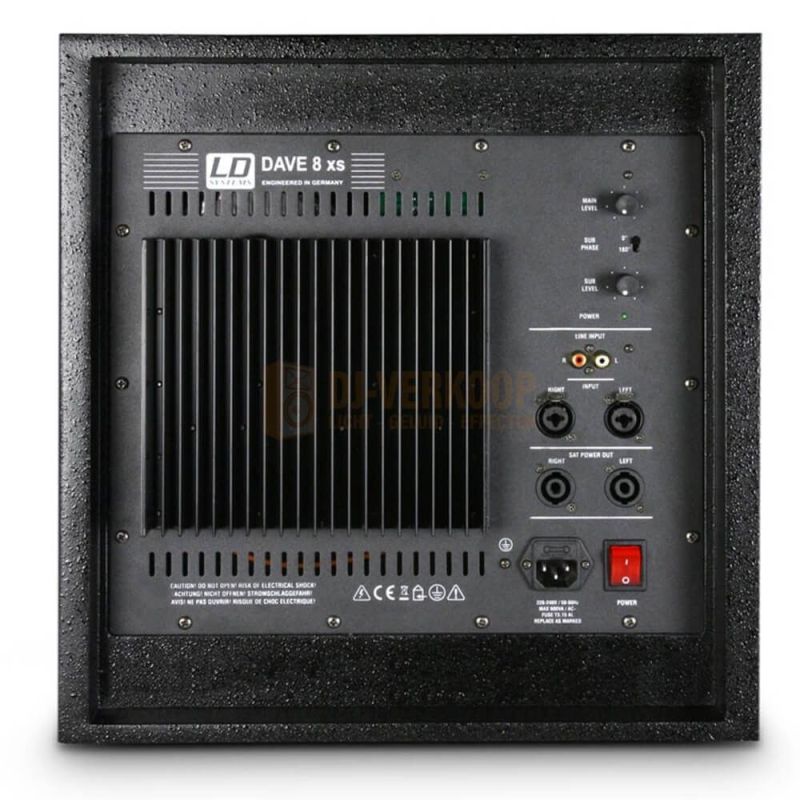 Achterkant sub aansluitingen LD Systems DAVE8XS - Compact 8" Actief PA systeem