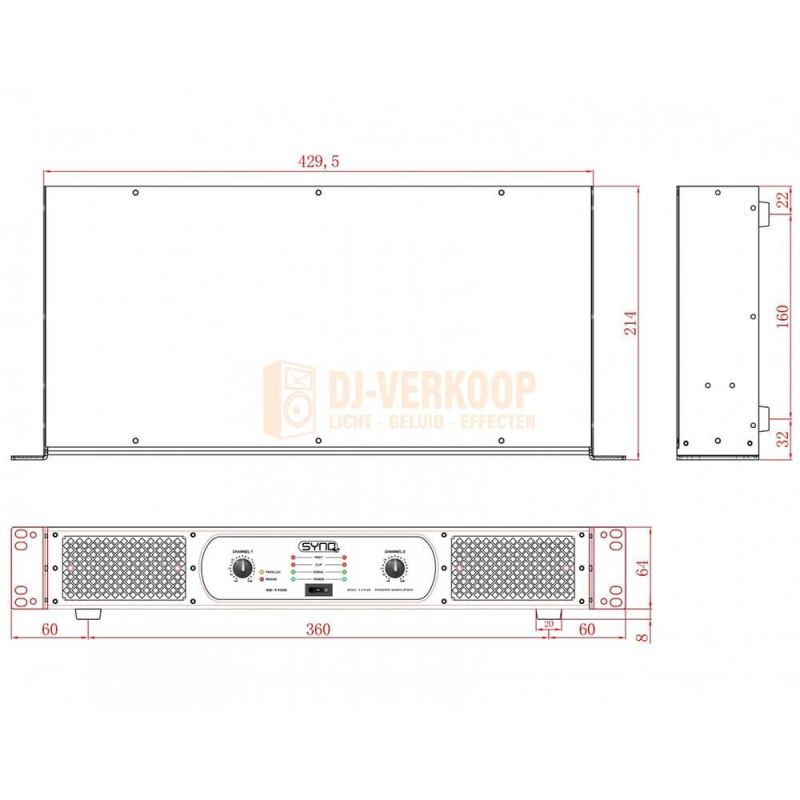 SYNQ SE-1100 - 2x 550Wrms CLASS-D versterker | DJ-Verkoop | 5420025681087