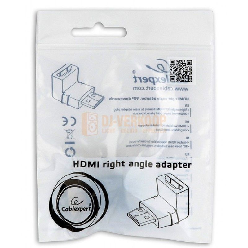 Gembird A-HDMI90-FML - HDMI haakse adapter, 90° naar beneden | DJ-Verkoop | 8716309097536