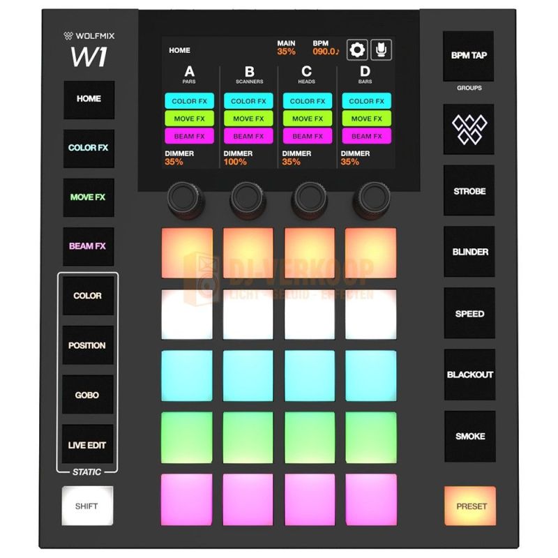 Wolfmix W1 MK2 - stand-alone DMX-performance lichtcontroller bovenkant
