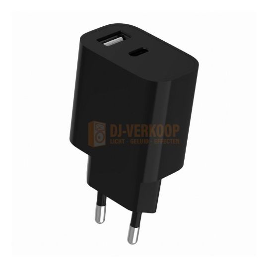 Gembird TA-UC-2AC12-01-BK - Universele 2-poorts USB-oplader (A+C), 2,4 A, wit | DJ-Verkoop | 8716309130547