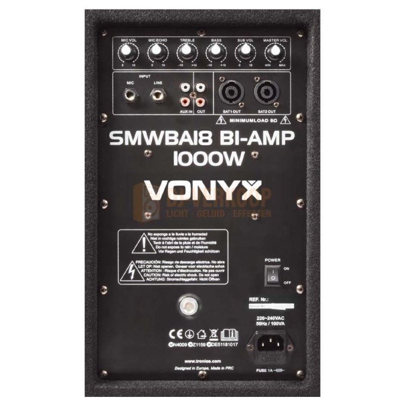 Vonyx SMWBA18 - Actieve Bi-Versterker Subwoofer 18” – 1000W | DJ-Verkoop | 8715693271379