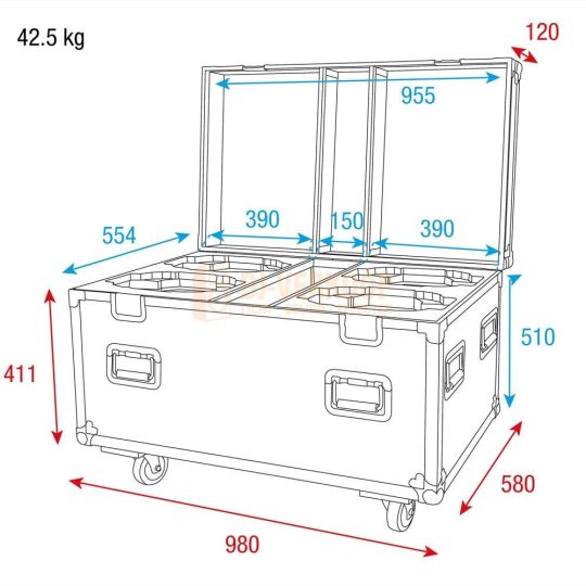 Showtec Case voor 4x Xpression 2000 – Flightcase met schuiminterieur en accessoirevak | DJ-Verkoop | 8717748605863